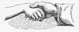 Sketch of two hands clasped.